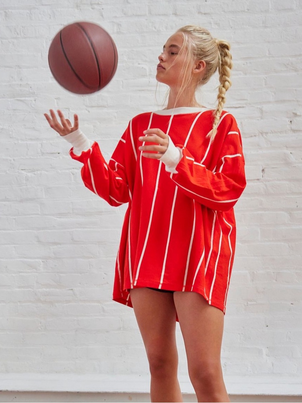 FP Movement by Free People Home Game Stripe Layer Top in Red Combo Size SM NWOT